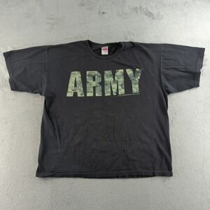 US Army T-Shirt Mens 2XL Black Graphic Spellout ACU Digital Camo Made in USA